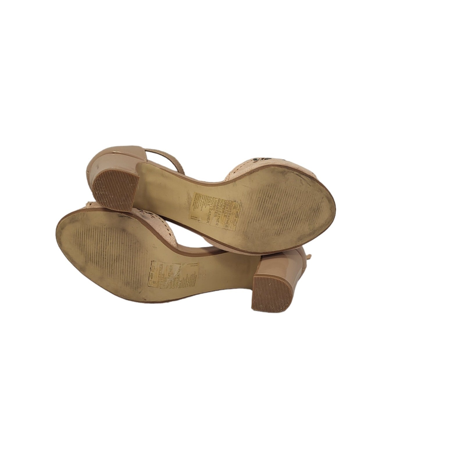 The Collection Beige Floral Vintage Buckle Heels Shoes Uk Women's Size 5