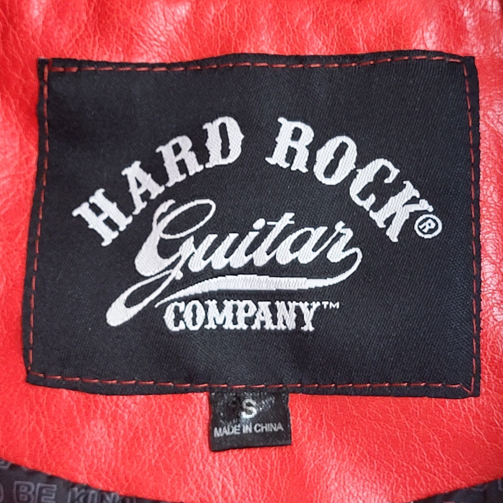 Hard Rock Jacket Faux Leather Y2k Red Zipped Uk Women's Size S