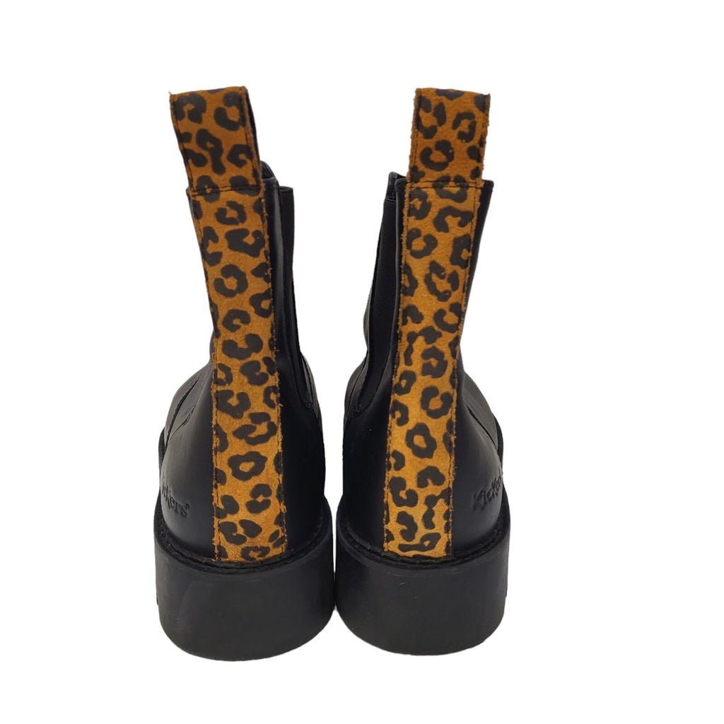 Kickers Black Slip-On Leather Boots Uk Women's 7 EU 41 Bnwob