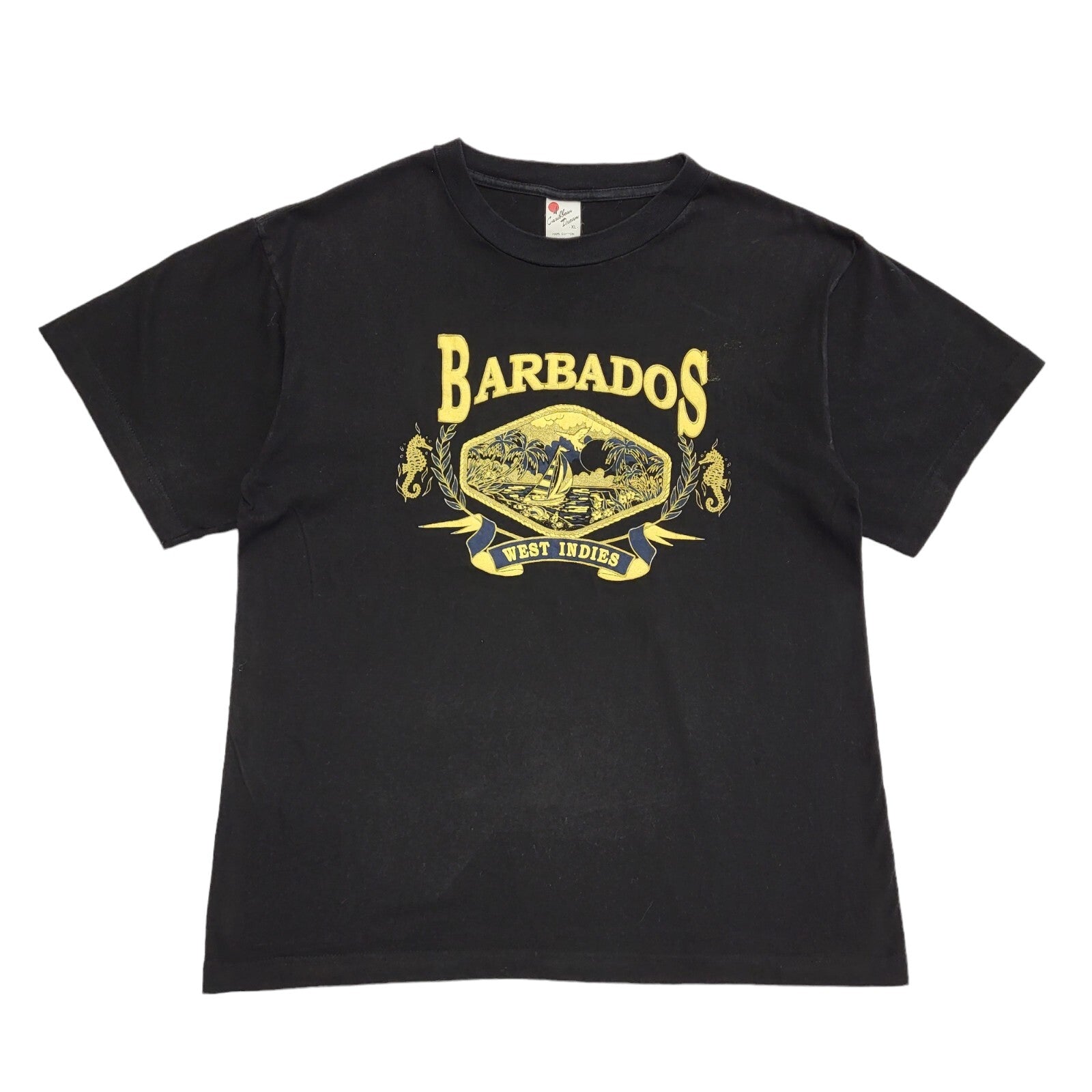 Caribbean Dream Vintage 90s Black Barbados Short Sleeve T-Shirt Mens Size XL