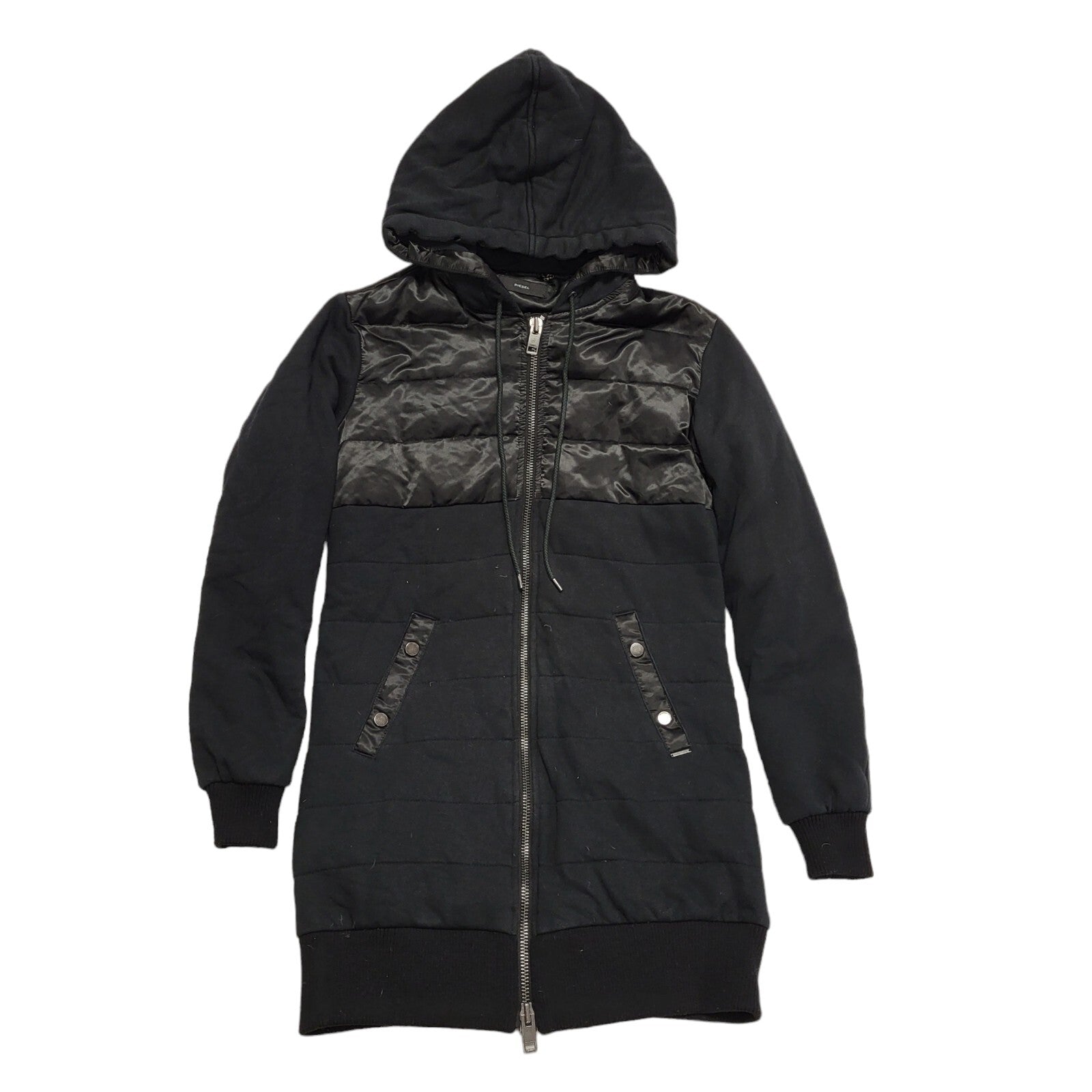 Diesel Black Zipped Hooded Jacket Uk Women's Size 10