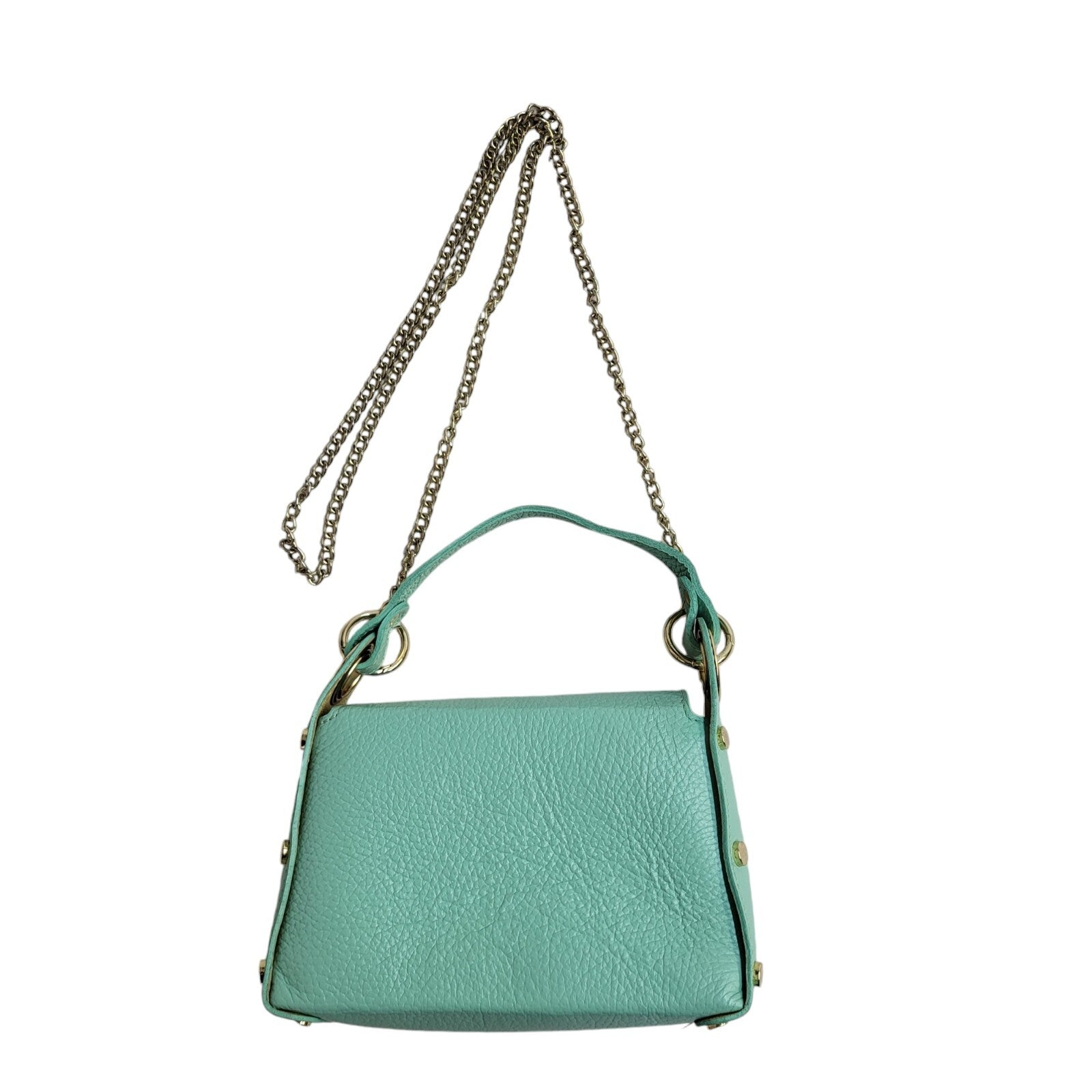 Vera Pelle Mint Green Leather Top Handle Shoulder Bag Women's 7.5" x 6"