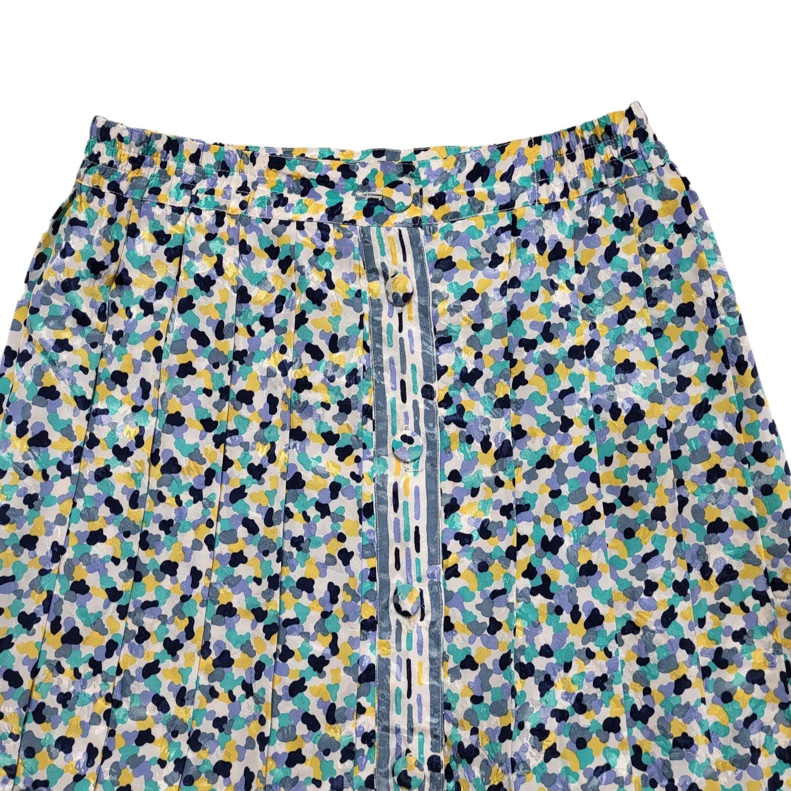 Lilet Paris Vintage 80's Multicoloured Retro Button Front Skirt Womens UK 12