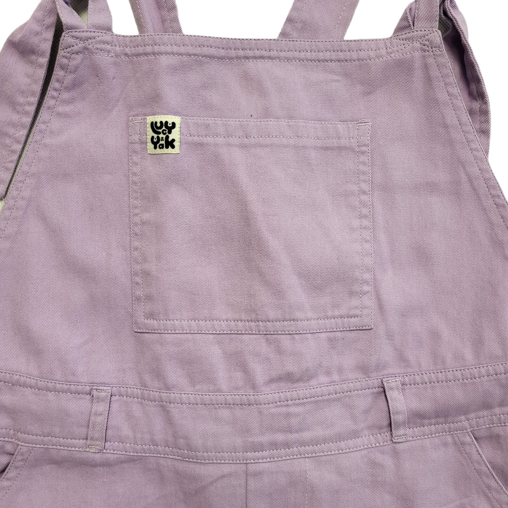 Lucky & Yak Vintage Y2K Purple Denim Dungaree Shorts Women's UK 10 W28-34