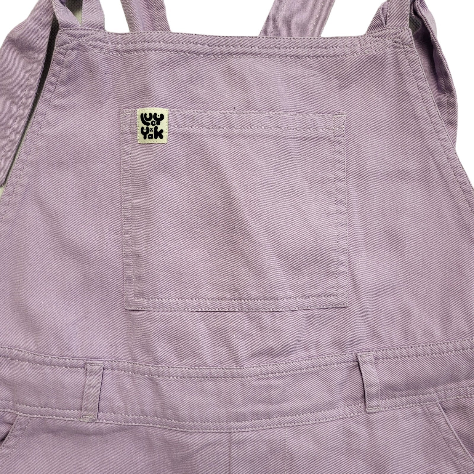 Lucky & Yak Vintage Y2K Purple Denim Dungaree Shorts Women's UK 10 W28-34