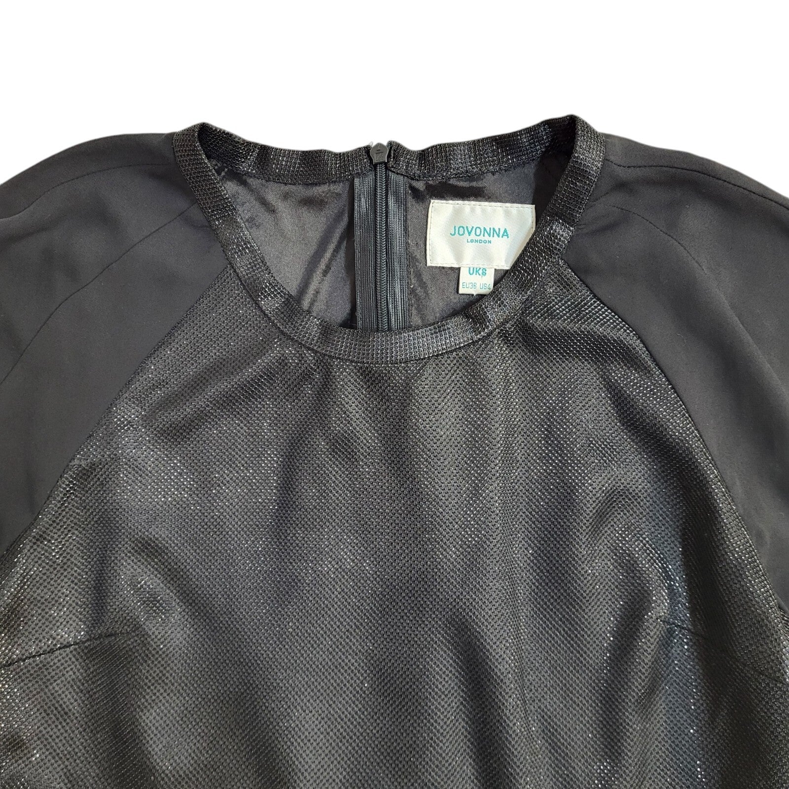 Jovanna Vintage 90s Black Short Sleeve Peplum Top UK Women's Size 8
