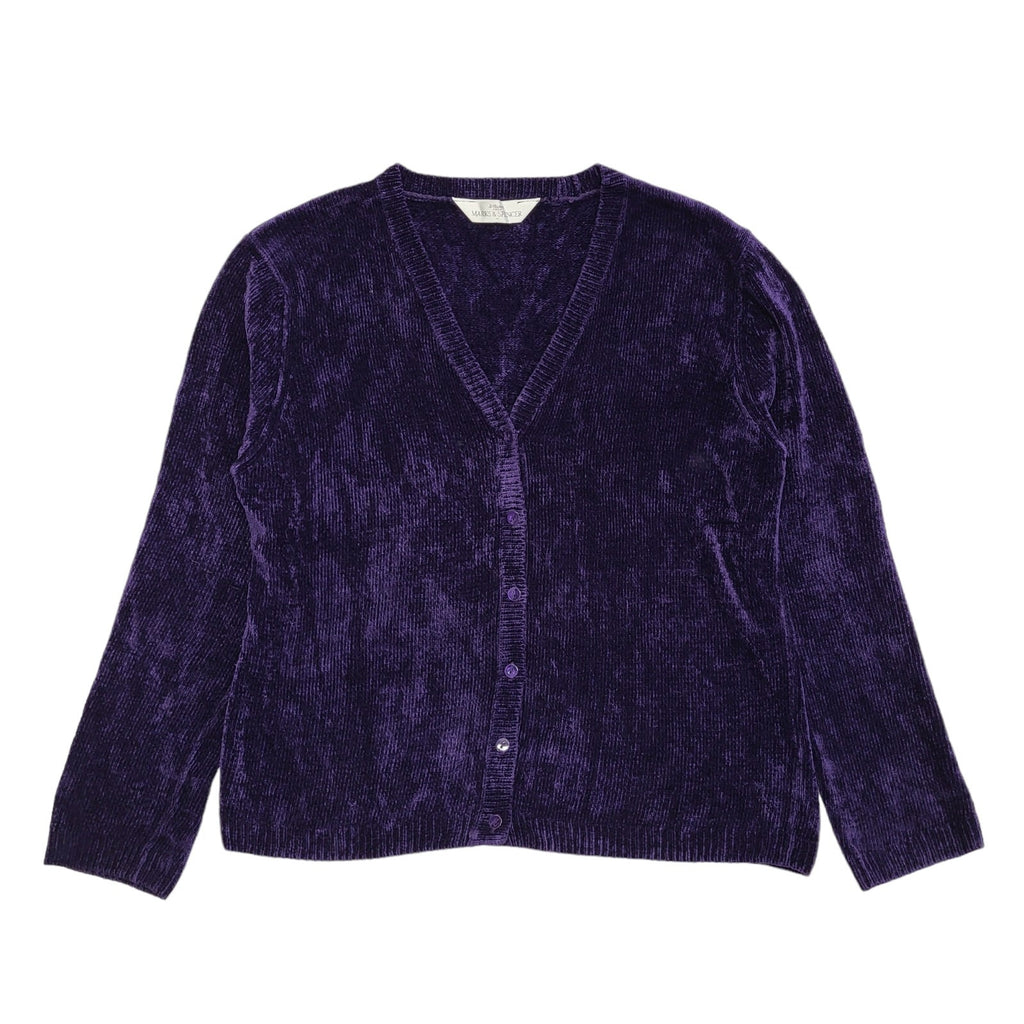 M&S Purple 80s Vintage Button Cardigan Uk Women's Size 16