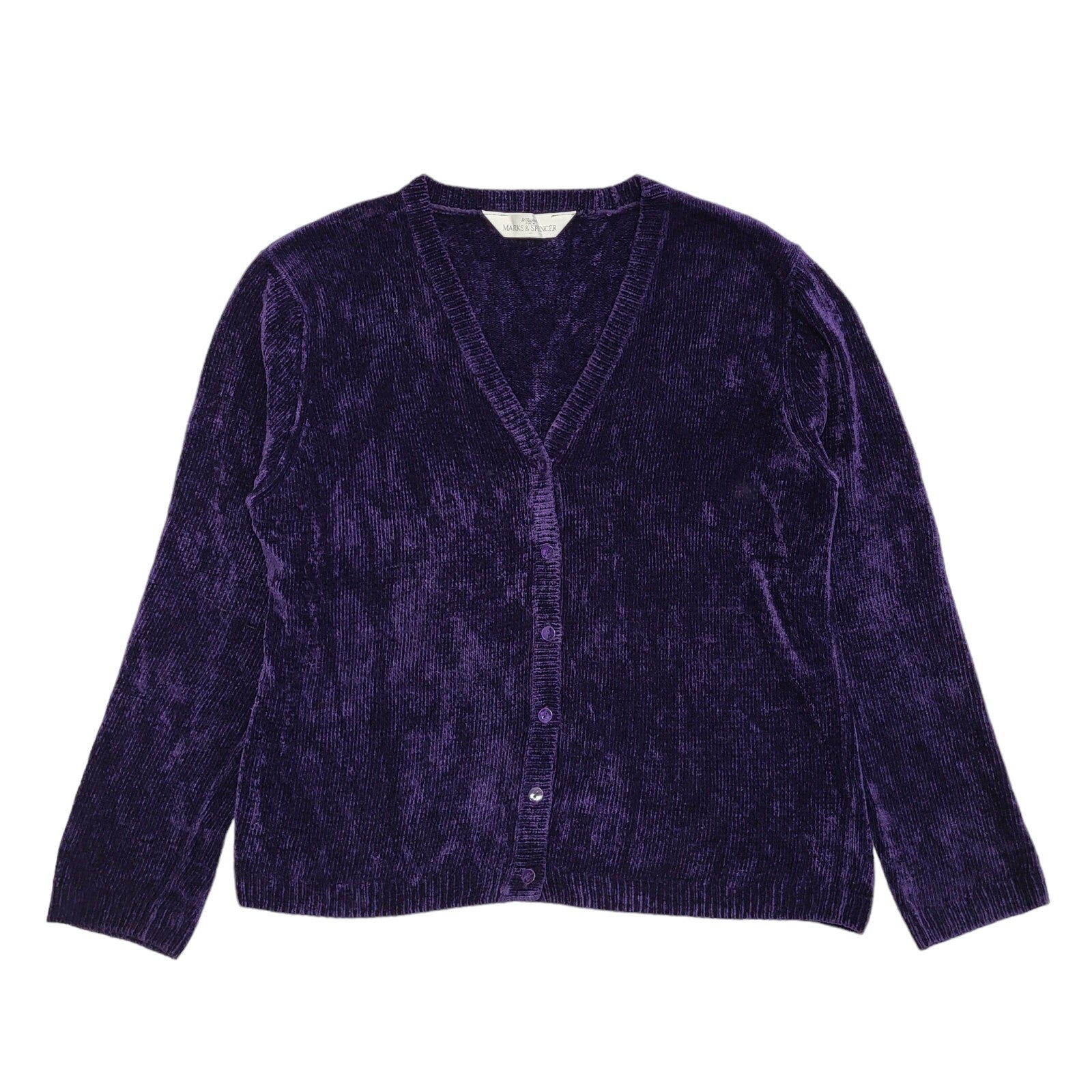 M&S Purple 80s Vintage Button Cardigan Uk Women's Size 16