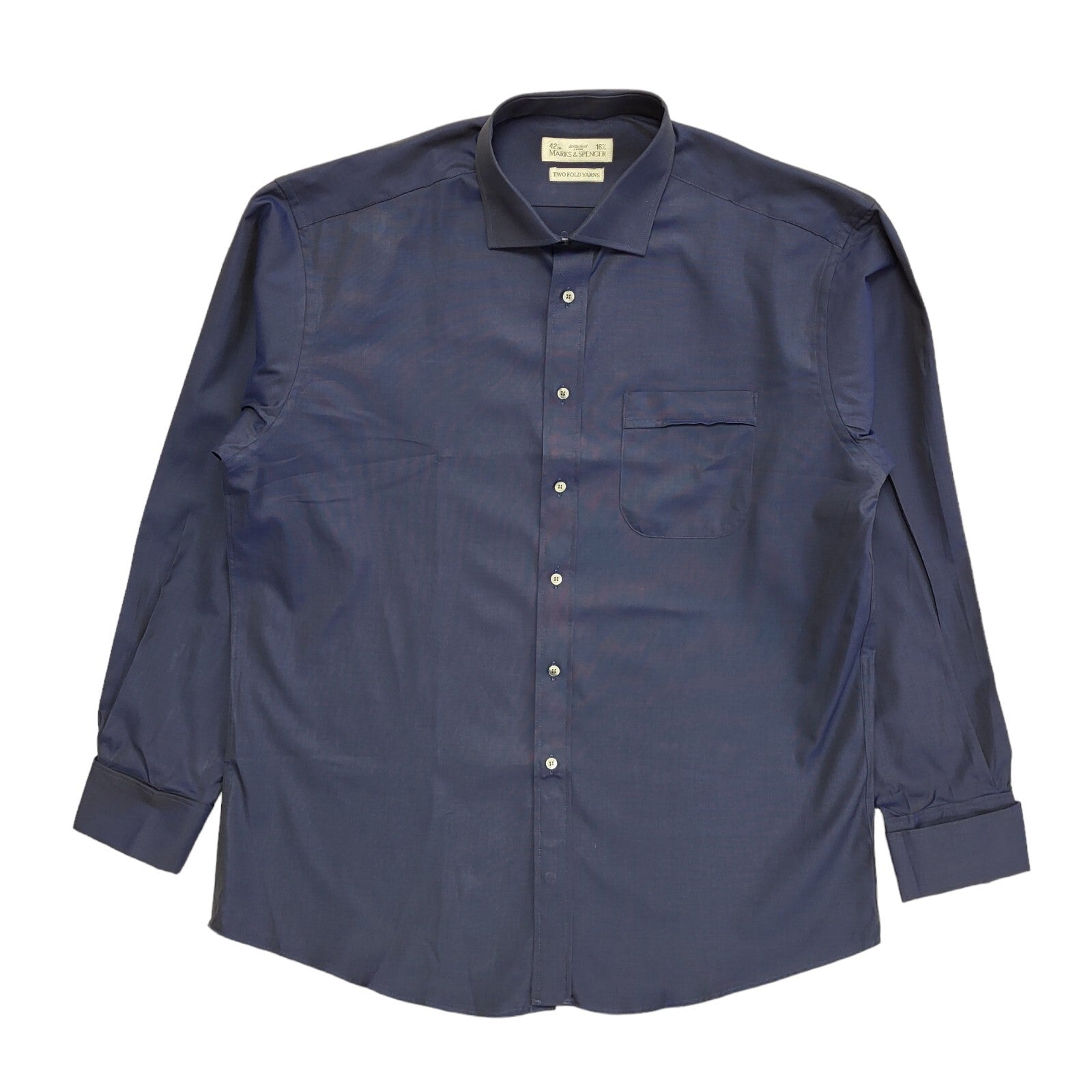Marks & Spencer Vintage Y2K Dark Blue Long Sleeve Shirt Uk Men's Size XL