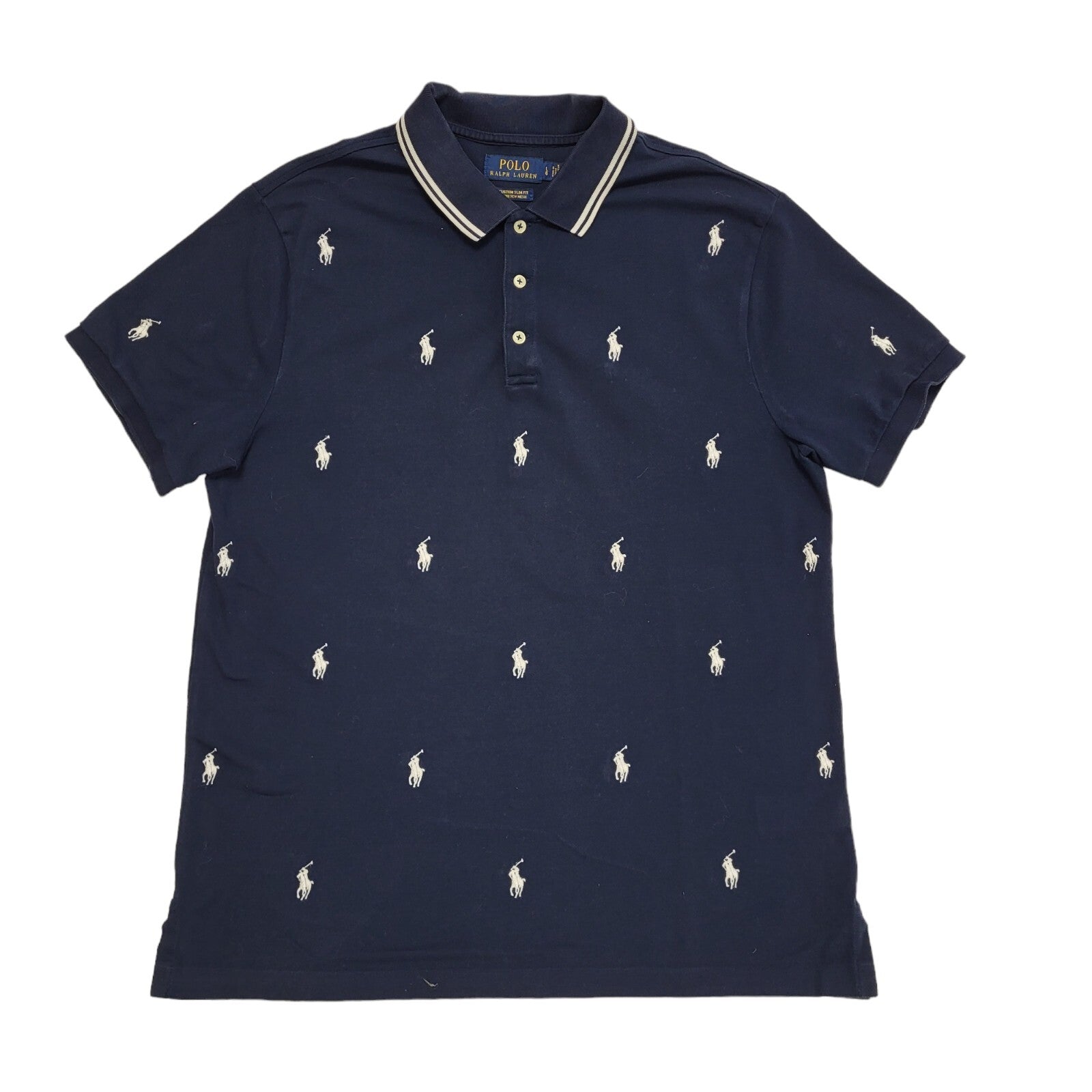 Polo Ralph Lauren Vintage 90's Blue Short Sleeve Polo Shirt Mens Size L