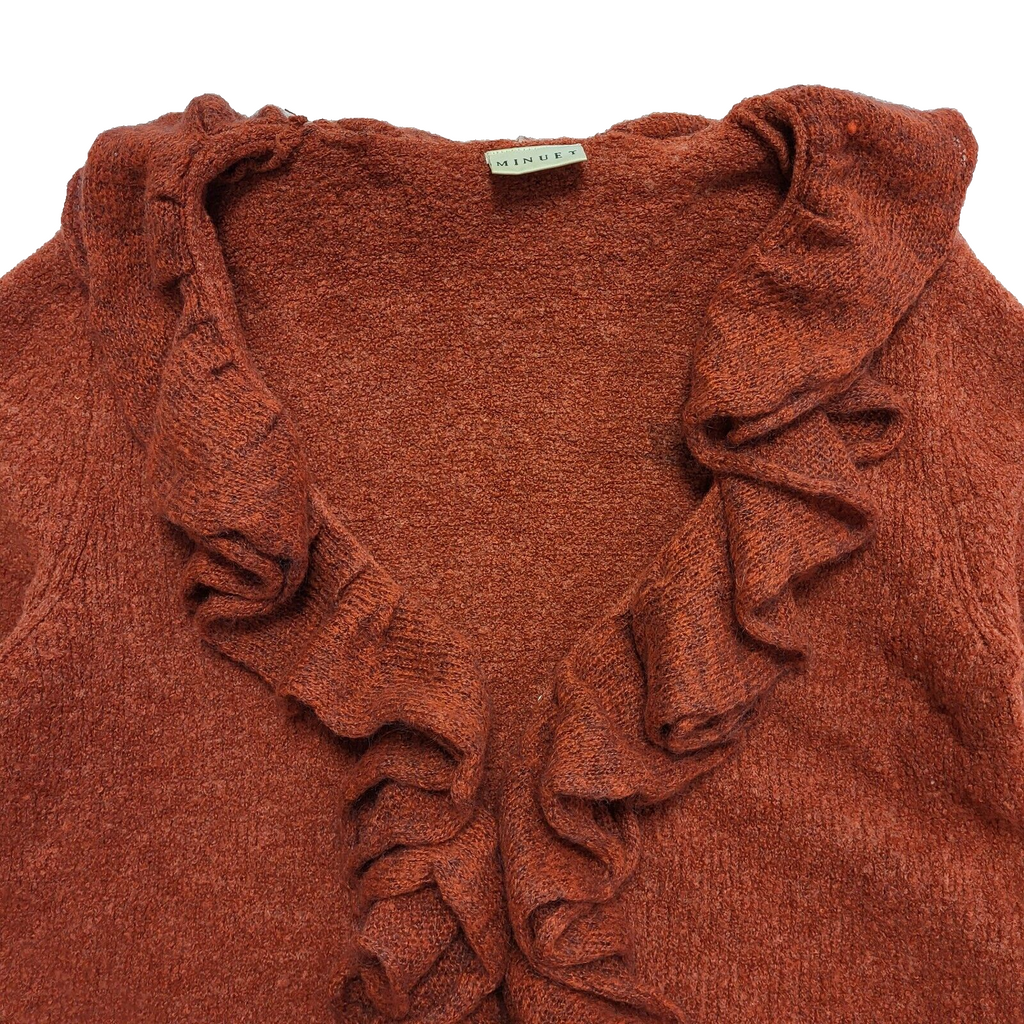 Minuet Vintage 90's Red Ruffle Front Cardigan UK Womens Size 14