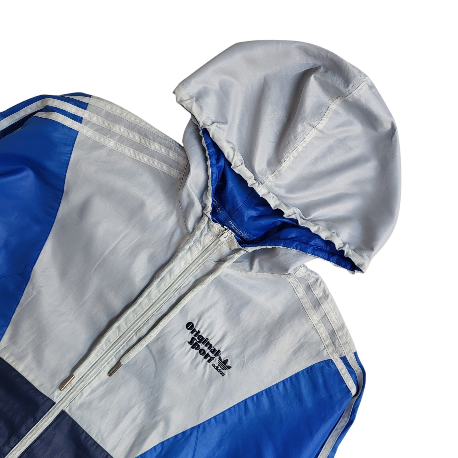 Adidas Grey Blue Vintage Y2k Windbreaker Sports Jacket UK Men's Size Small