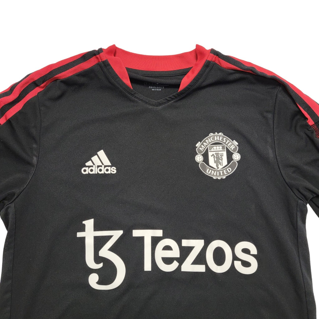 Adidas Manchester Utd Training 2022-23 Black V-Neck T-Shirt Uk Men's Size Small