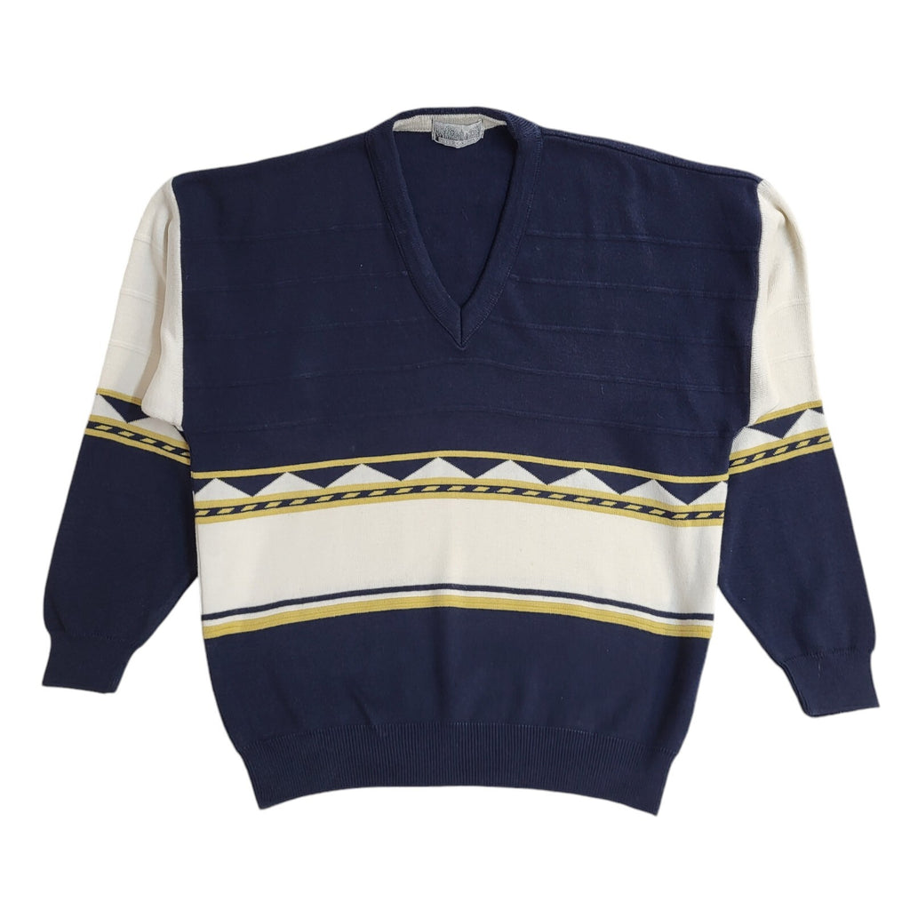 Peter Gribby Vintage 90's Blue & White Jumper UK Men's Size Large