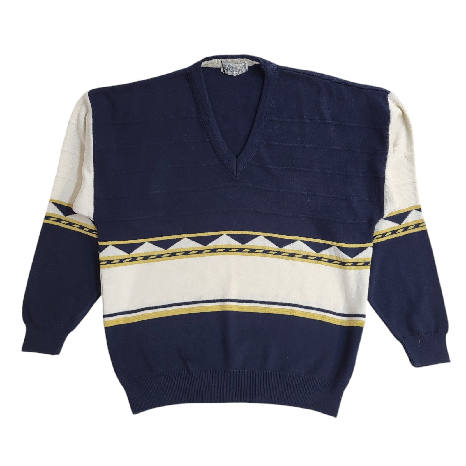 Peter Gribby Vintage 90's Blue & White Jumper UK Men's Size Large