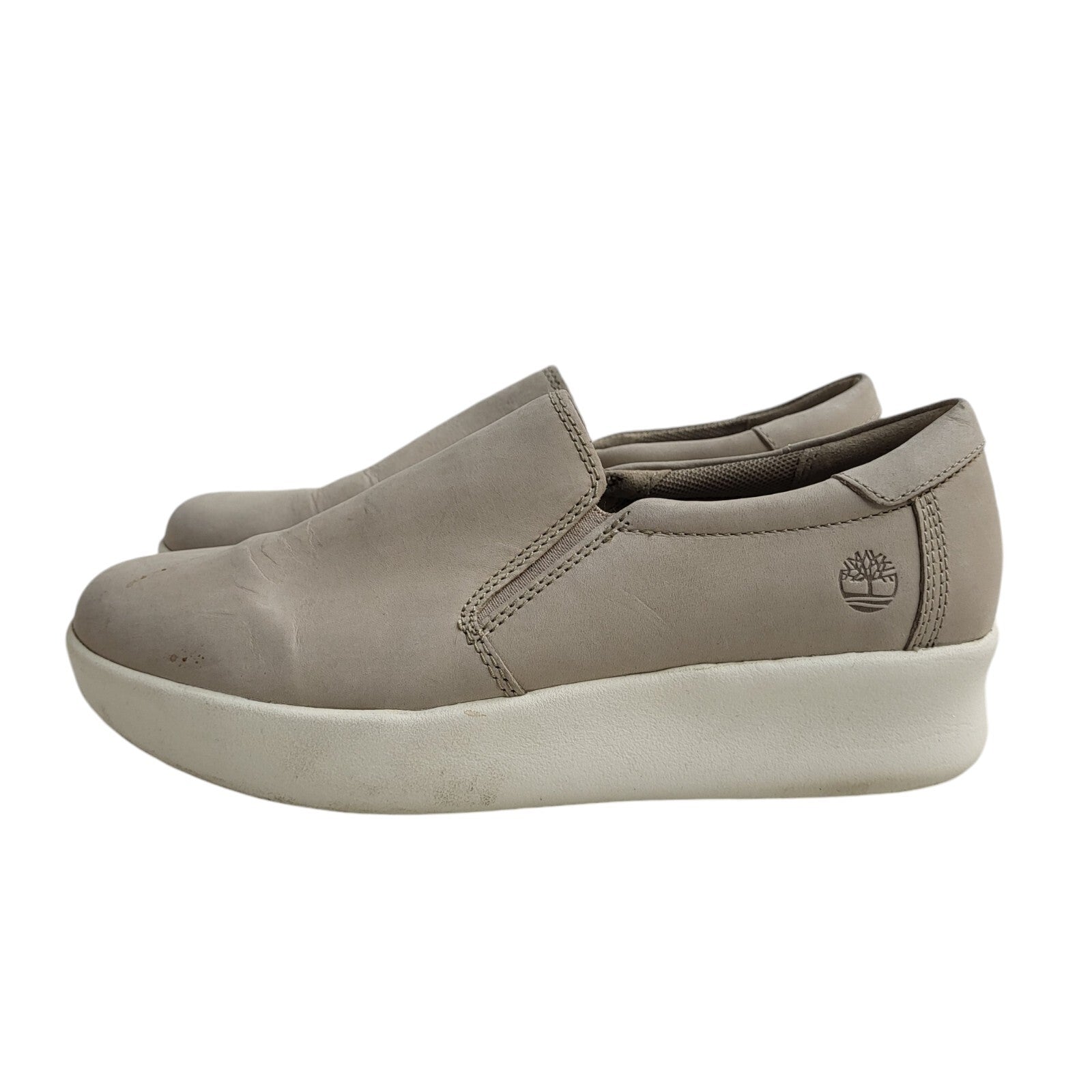 Timberland Beige Slip-Up Leather Shoes Uk Women's Size 4