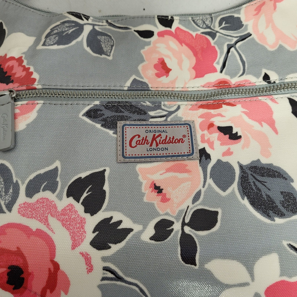Cath Kidston Grey Pink Zip Floral Shoulder Bag Purse Uk Women's Size 9" x 13.5"