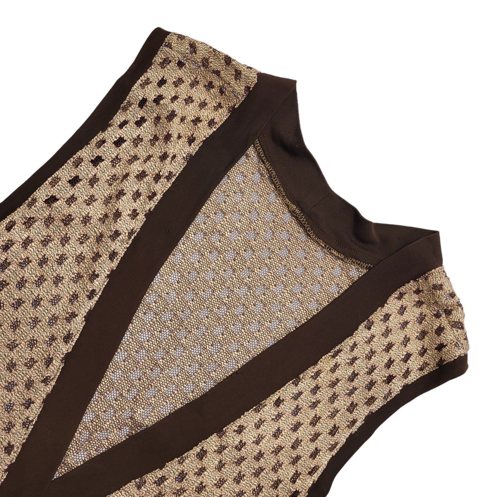 Cascade 90's Vintage Brown Button Up Spotted Waistcoat Womens UK Size 14