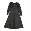 70s Vintage Black Sparkly Buttoned Balloon Sleeve Maxi Dress Women's Size 10