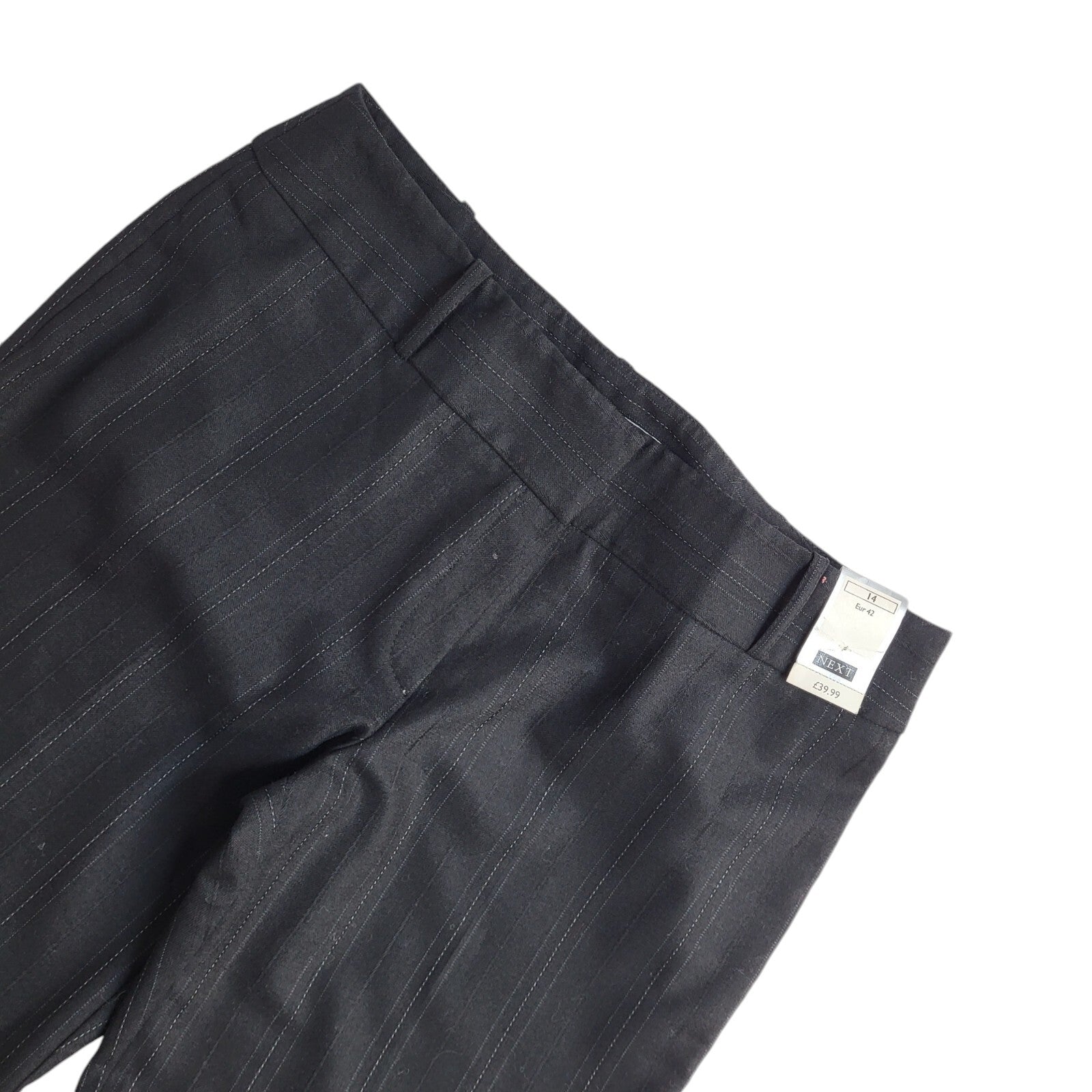 Next Vintage 90's Black Striped Flared Trousers BNWT UK Women's Size 14 W33 L28