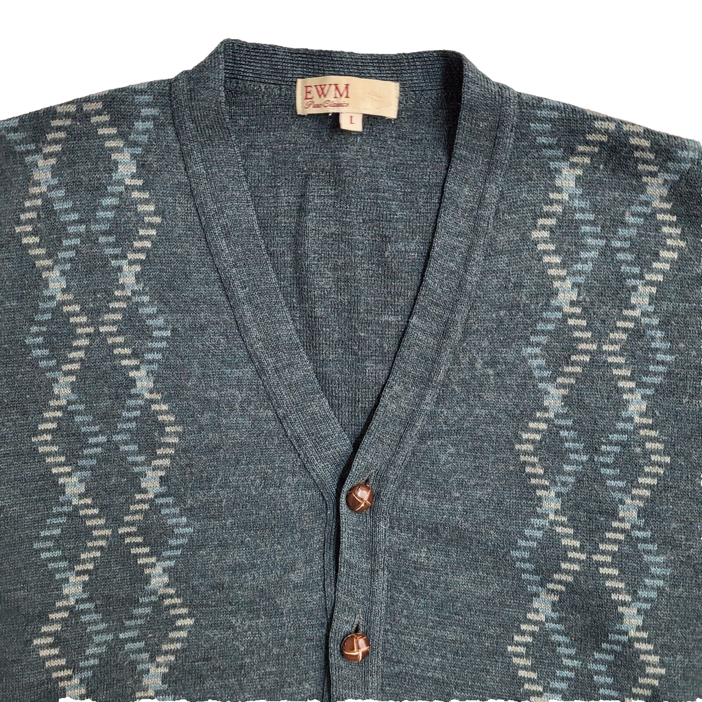 EWM Vintage 80s Green Button Front Cardigan Men's UK L