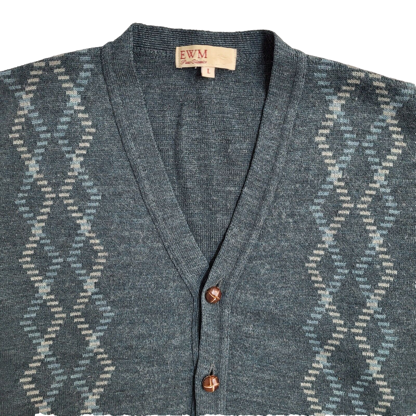 EWM Vintage 80s Green Button Front Cardigan Men's UK L