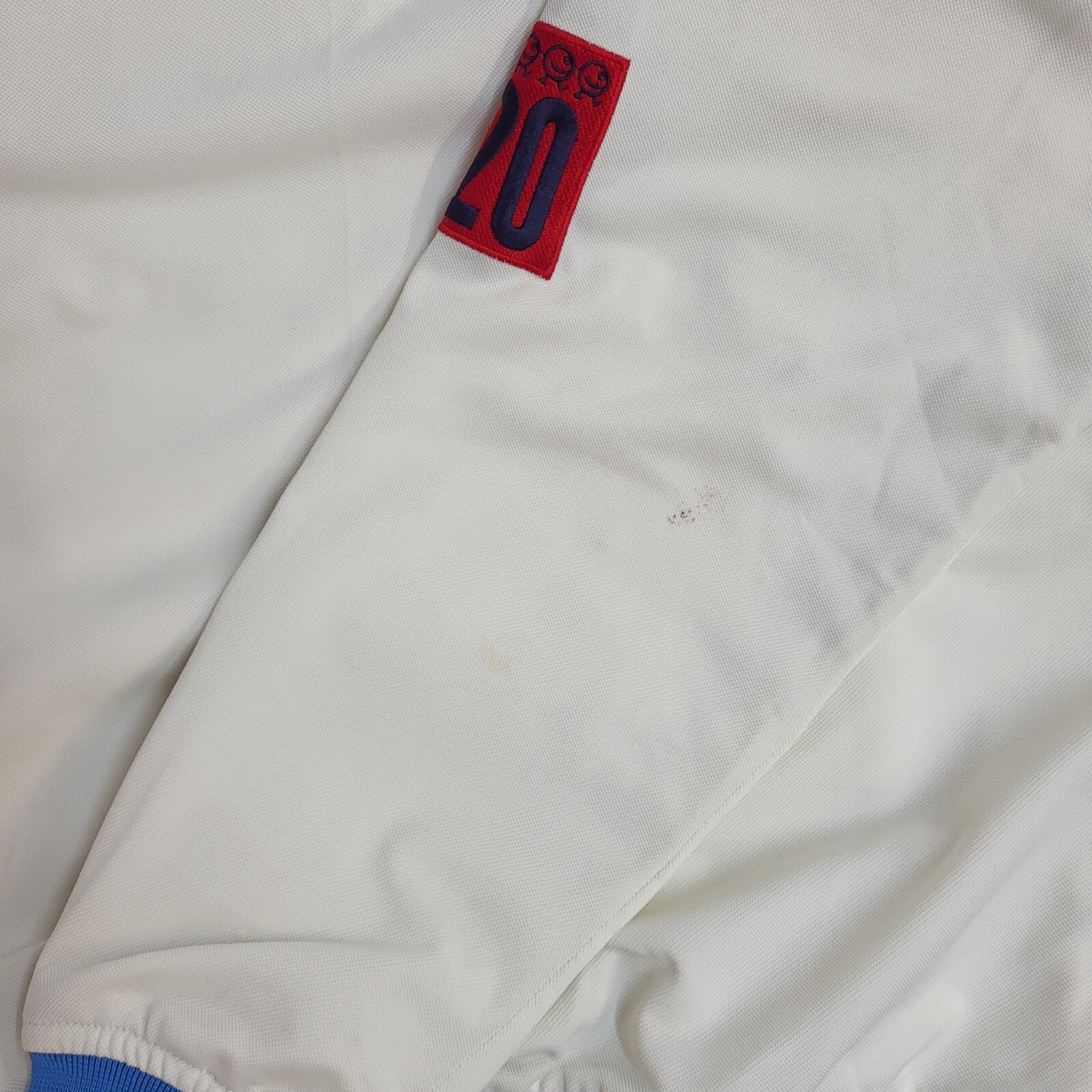 Twenty Sports White & Blue V-Neck Vintage 90s Sweatshirt UK Men's Size S