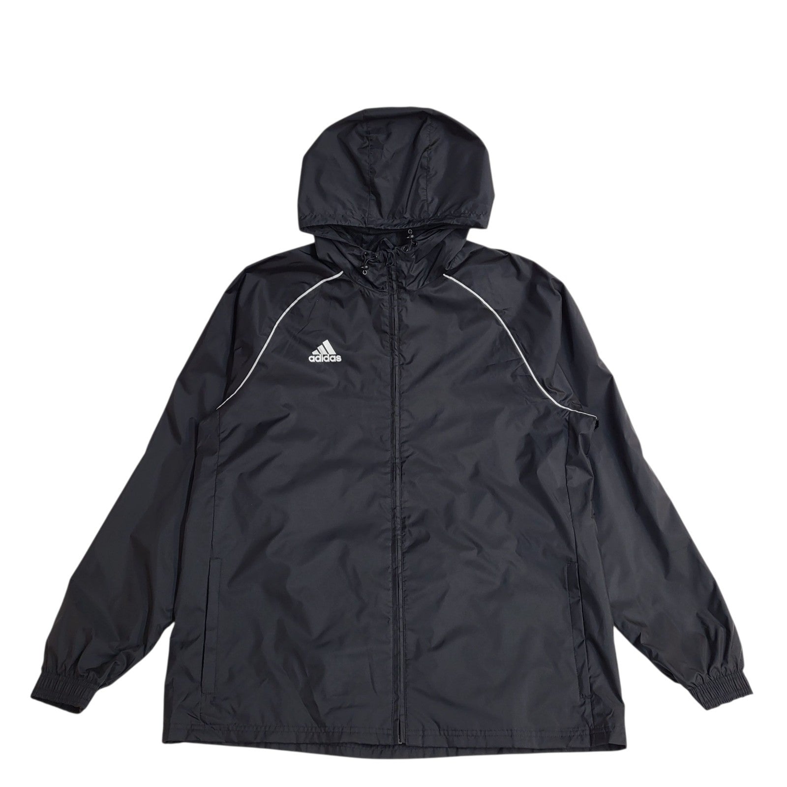 Adidas Windbreaker Jacket Black Y2k Hooded UK Men's Size XL