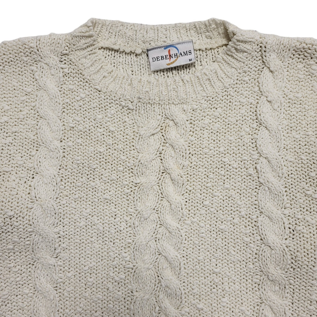 Debenhams 80s Vintage White Acrylic Round Neck Jumper Uk Women's Size Medium