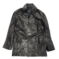 CG 80s Vintage Black Button Leather Jacket Uk Men's Size Large