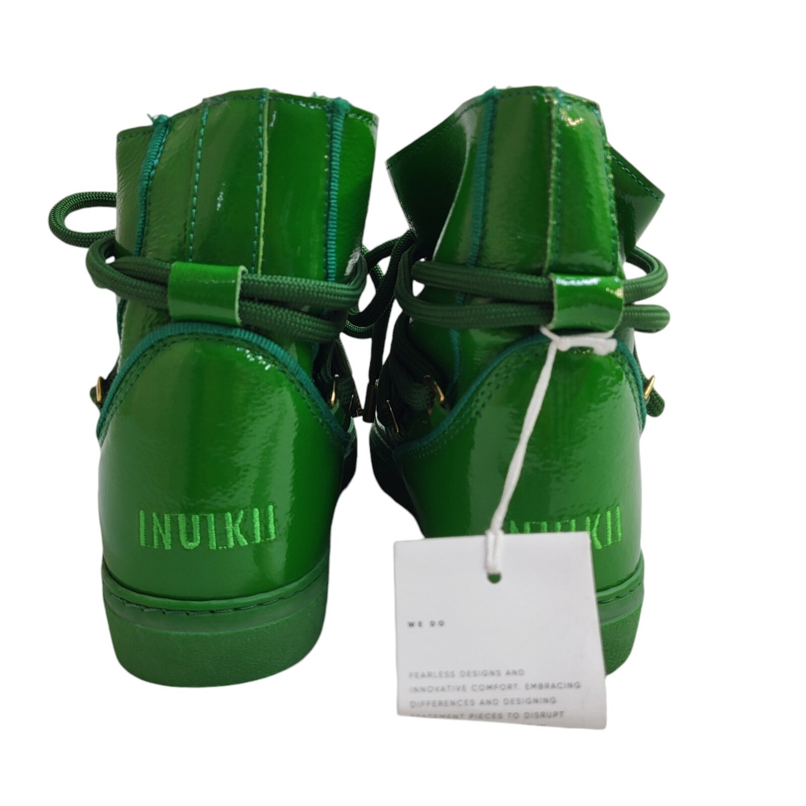Inuikii Green Lace-up Leather Sheepskin Lined Boots Uk Women's Size 4 Bnwob