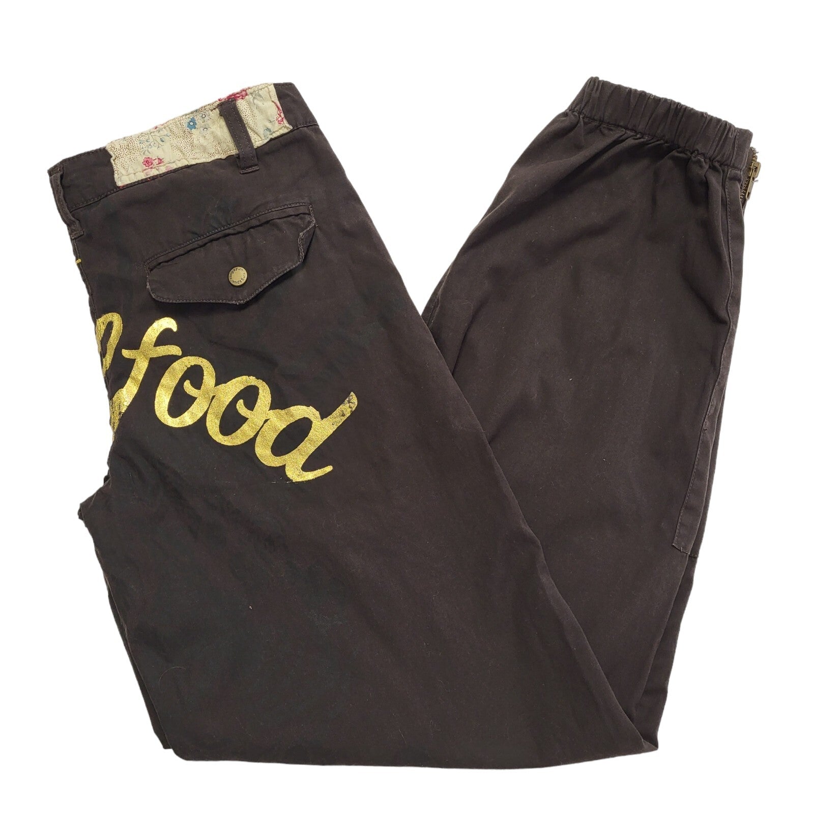Ring Spun Vintage 90's Brown Tapered Trousers Uk Women's 12 W30 Bnwt L31