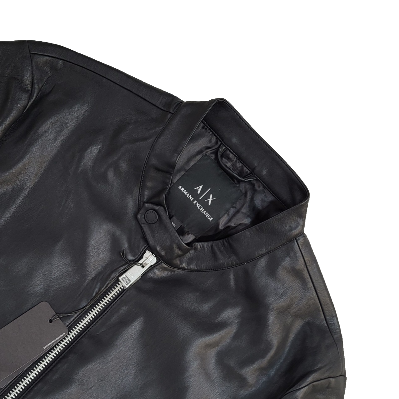 Armani Exchange Black Faux Leather Y2K Jacket UK Men's Size XXL