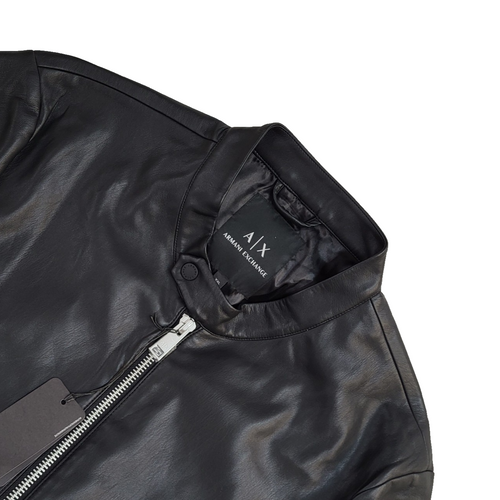 Armani Exchange Black Faux Leather Y2K Jacket UK Men's Size XXL
