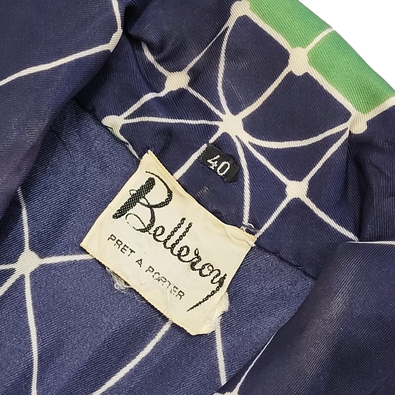 70s Vintage Belleroy Blue & Green Buttoned Daywear Dress Women's Size 12