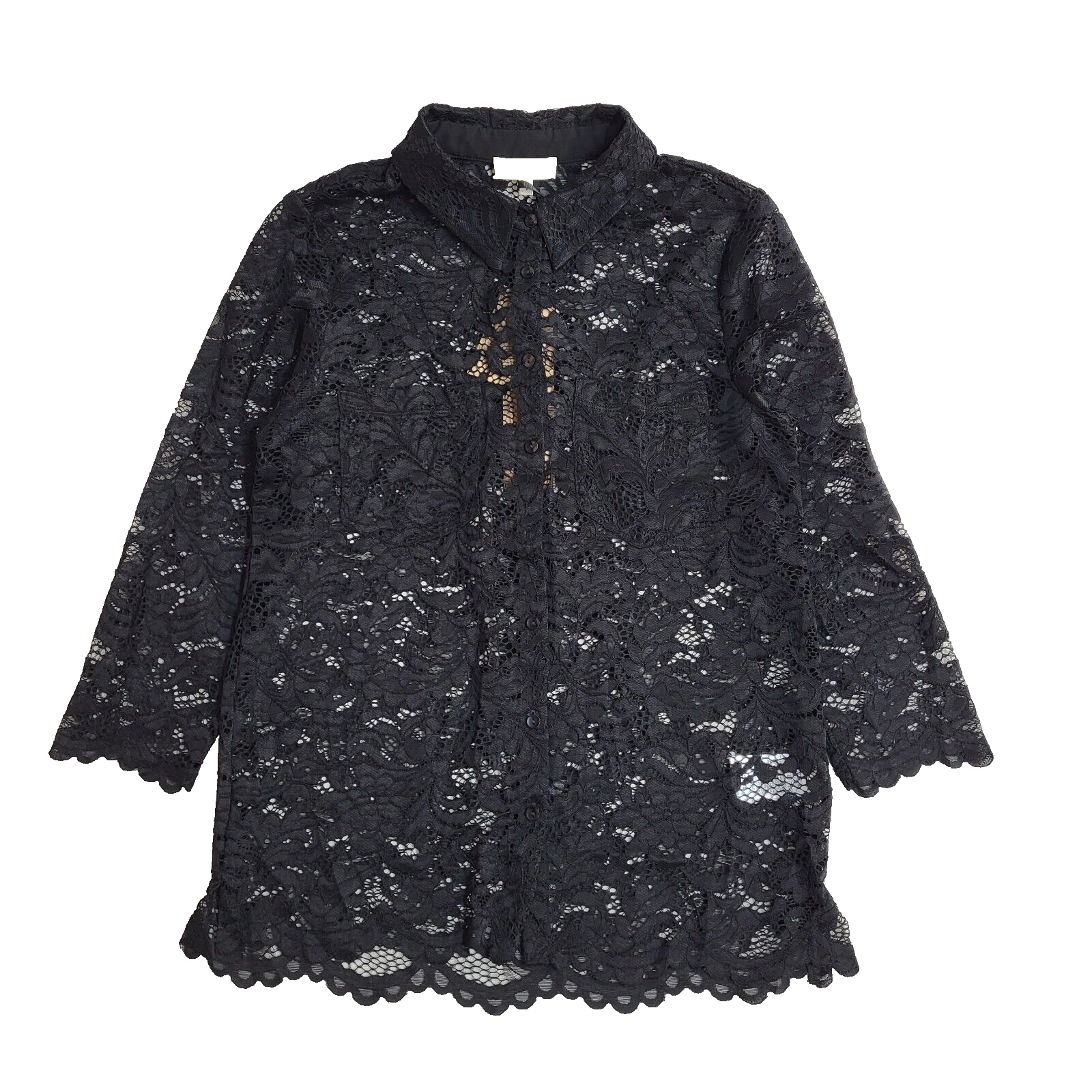 Phase Eight Gabby Black Lace Blouse Y2K 3/4 Sleeve BNWT UK Women's Size 8