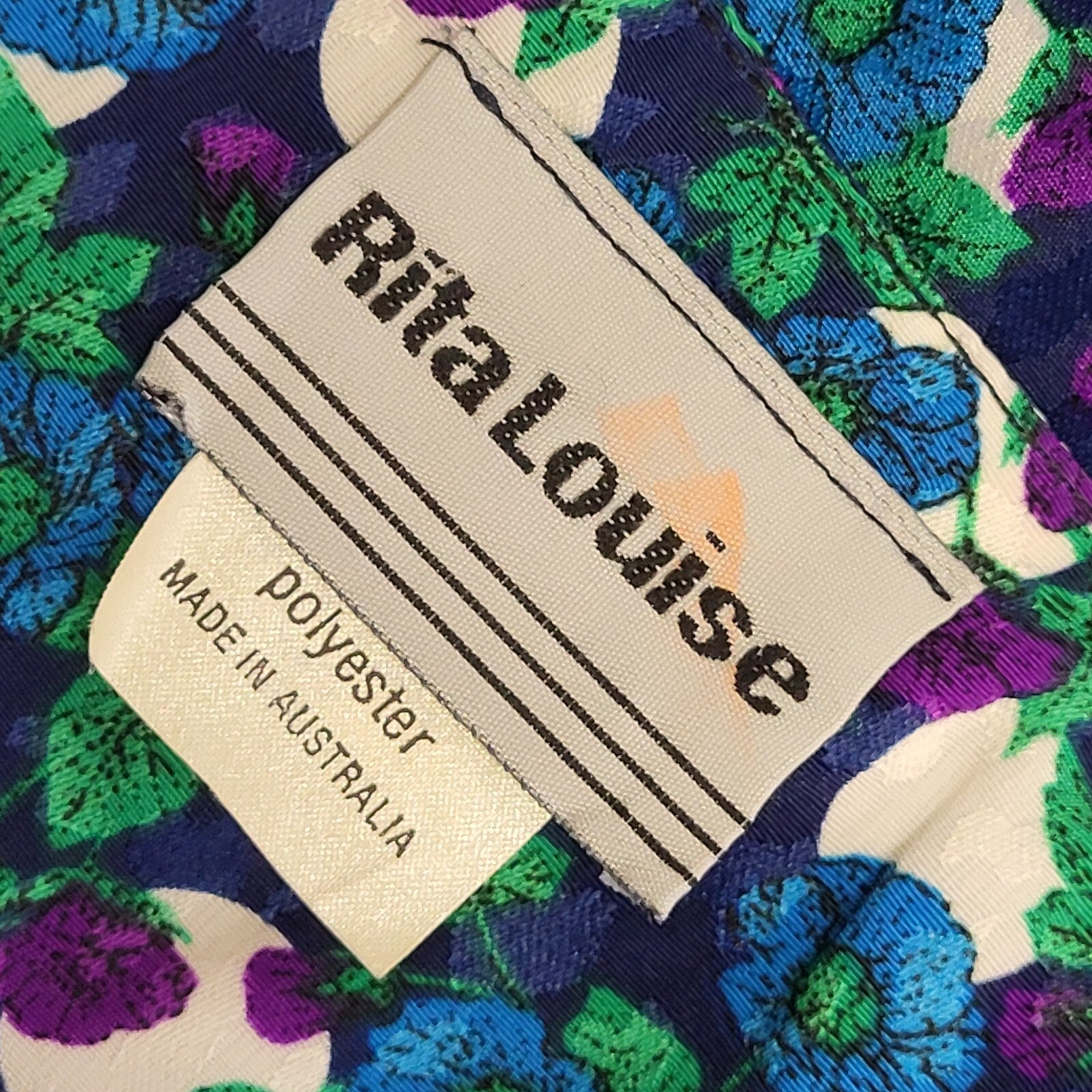 Rita Louise Vintage 80's Blue Floral Daywear Dress Uk Women's Size 14