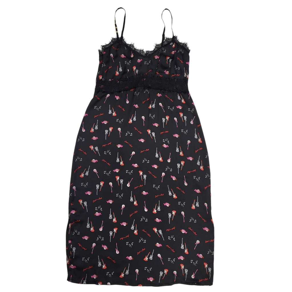 Guess Y2K Vintage Black Guitar Sleeveless Dress Women's Size Large