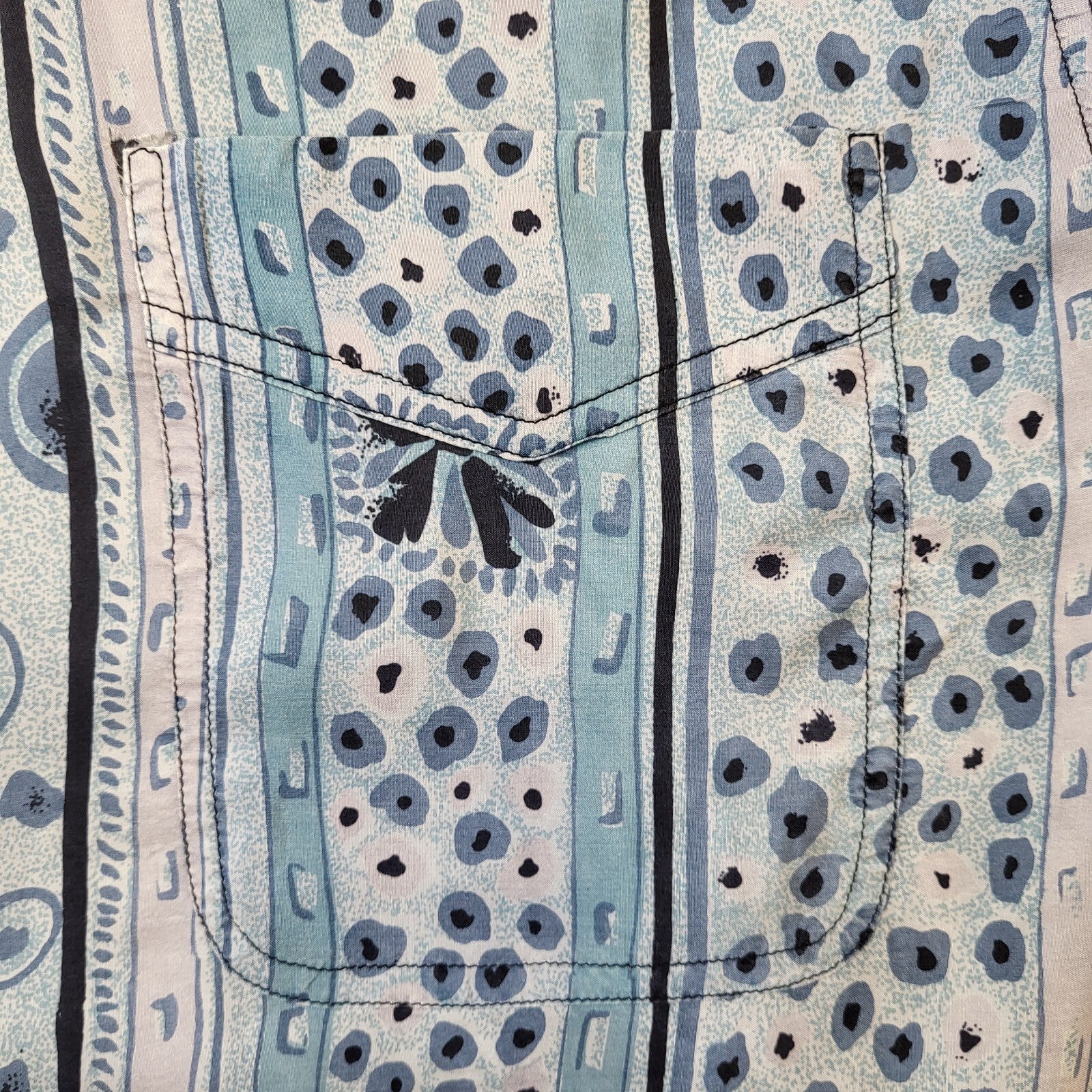 90s Vintage Emporium Blue Geometric Silk Shirt Men's Size M