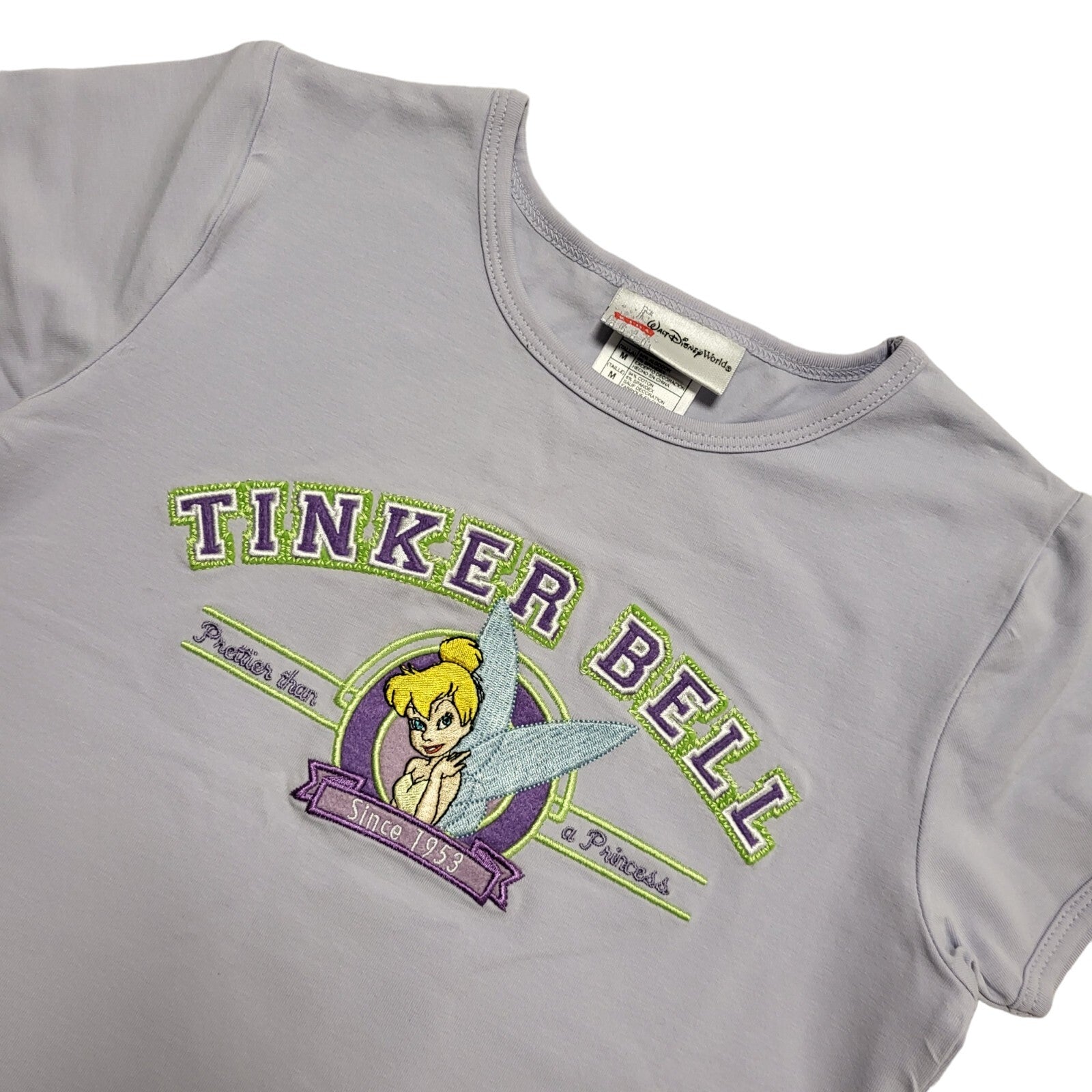 Disney Tinker Bell Light Blue Crew Neck T-Shirt Youth Size M BNWT