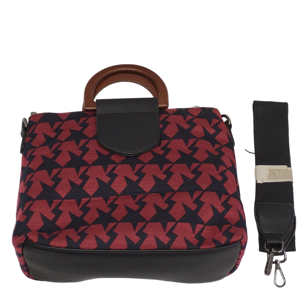 Traffic People Red Black Leather Zip Small Hand Bag Uk Women's Size 9.5" x 12"