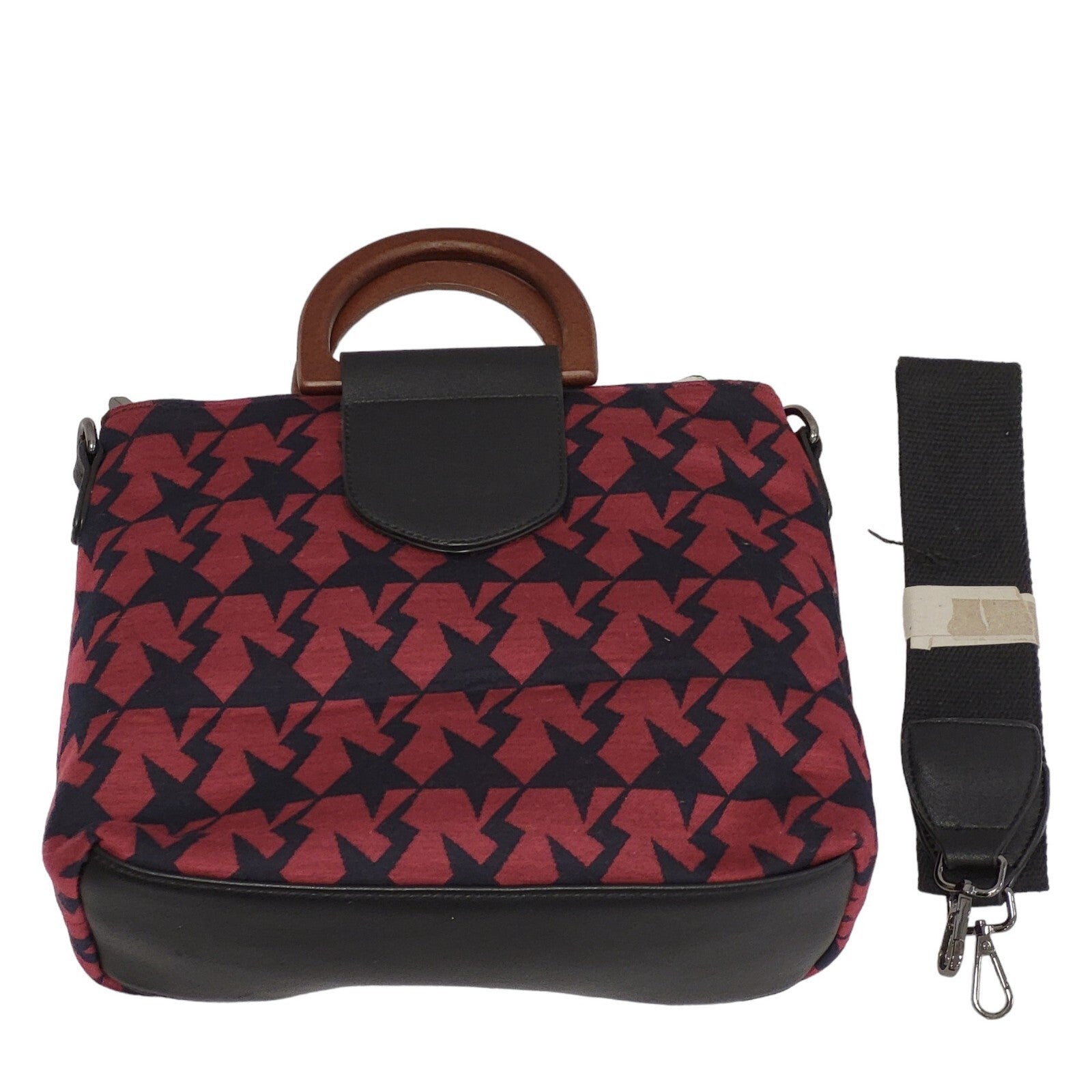 Traffic People Red Black Leather Zip Small Hand Bag Uk Women's Size 9.5" x 12"