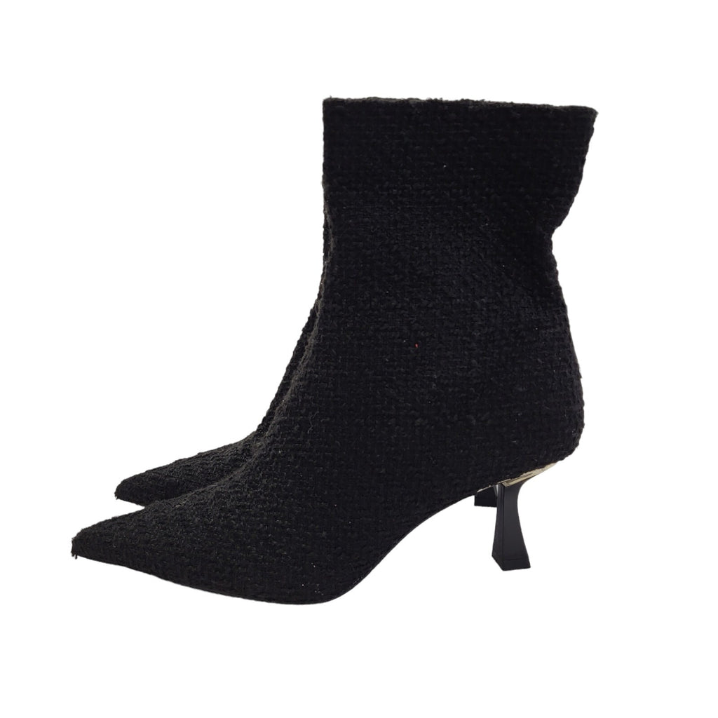 Zara Black Zip-Up Heels Ankle Boots Uk Women's Size 8 Bnwob