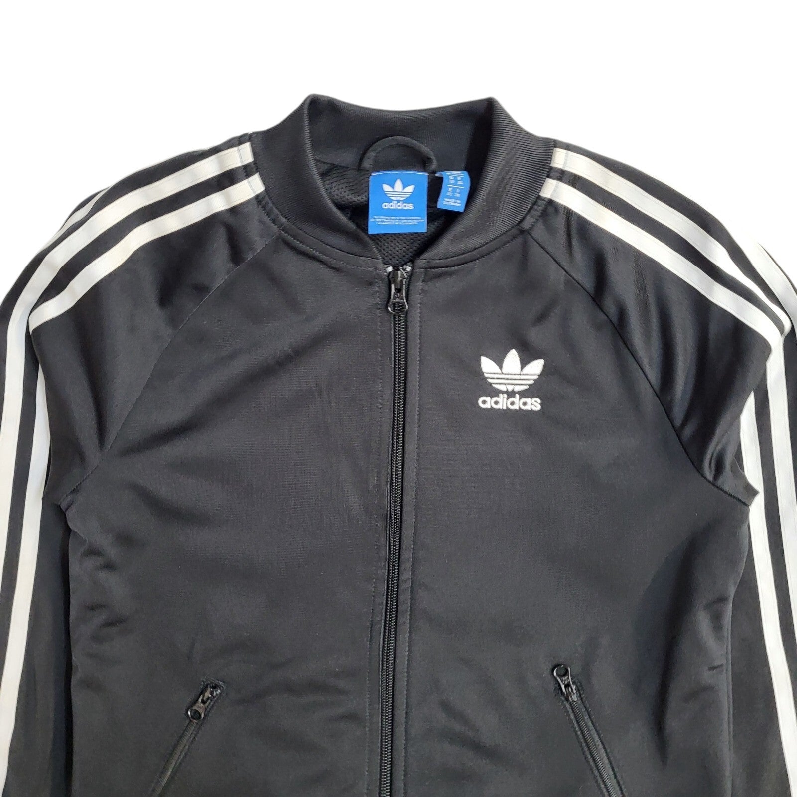 Adidas Y2K Black Full Zip Sports Tracksuit Jacket Women's UK Size 6
