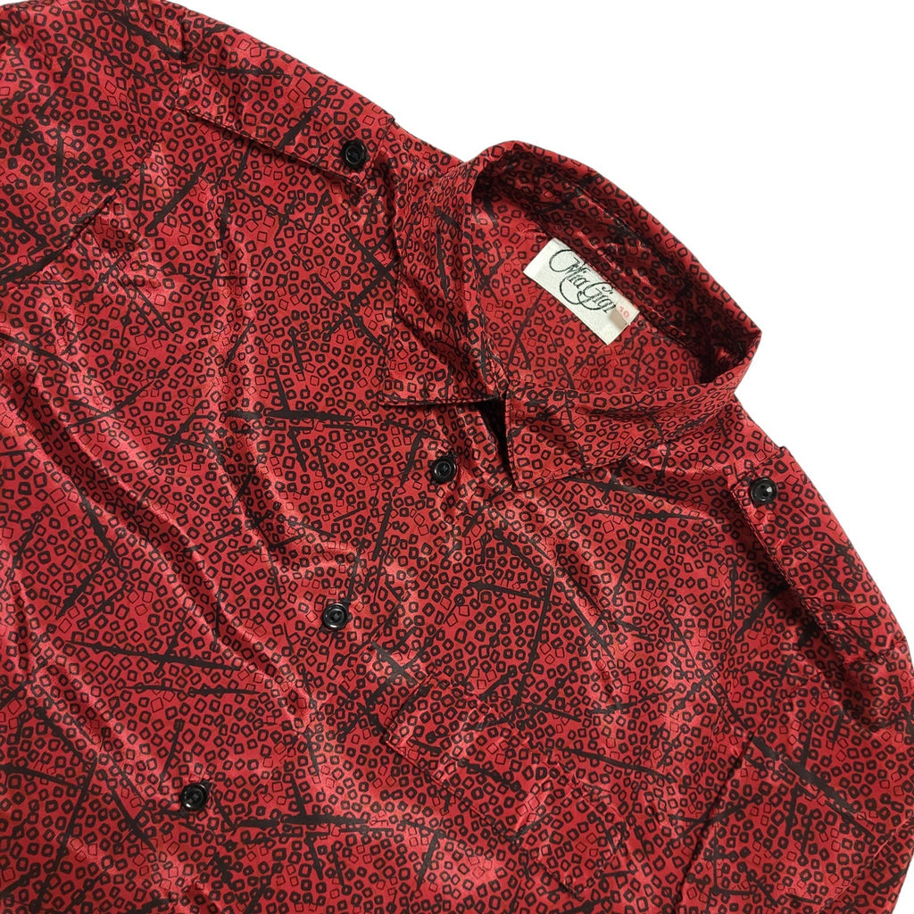 Mia Gigi Vintage 80's Black & Red Button Up Long Sleeve Shirt Womens UK 10