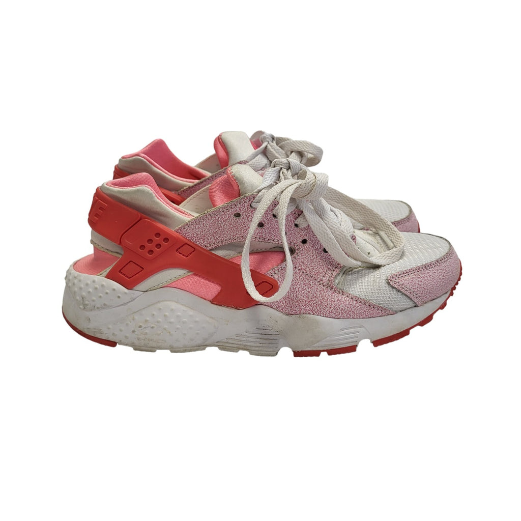 Nike Hurachi White & Pink Lace-up Sports Casual Trainers Uk Girl's Size 4.5