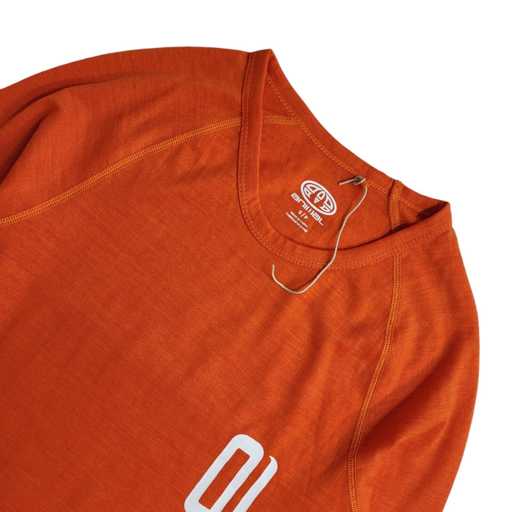 Animal 90s Vintage Orange Long Sleeve Crew Neck T-Shirt Men's S