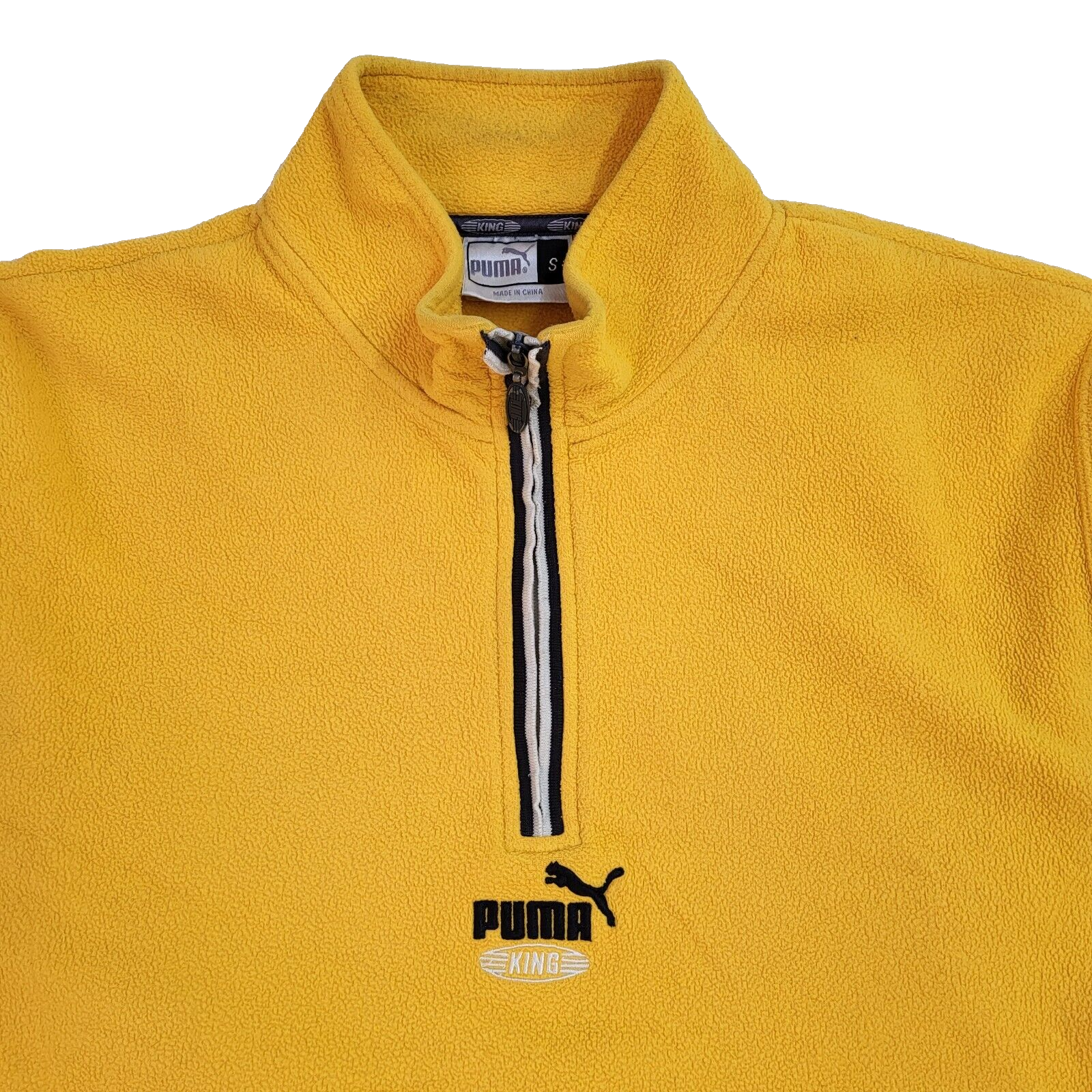 Puma Vintage 90's Yellow 1/4 Zip Fleece Base Layer Uk Men's UK Size Small