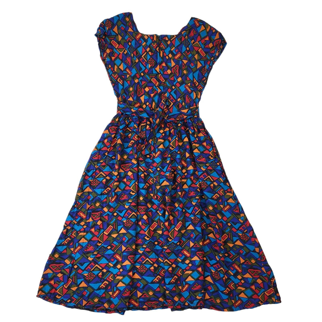 Set Up 80s Vintage Multicoloured  A-Line Sleeveless Daywear Dress Women's 10/12