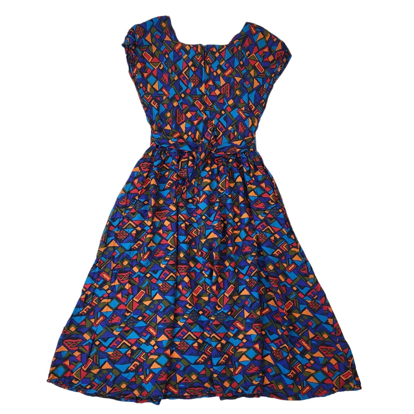 Set Up 80s Vintage Multicoloured  A-Line Sleeveless Daywear Dress Women's 10/12